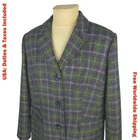 Laura Asley Moon Tweed Coat Womens Gray Check Wool Overcoat Size UK 20 / US 16