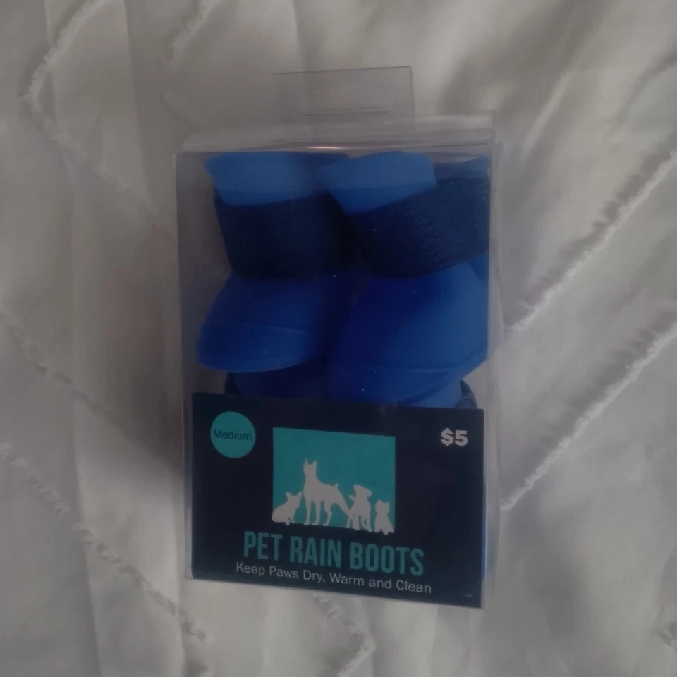 Pet Rain Boots Waterproof Rubber Dog Boots/Shoes Blue Size S - Image 1 of 1