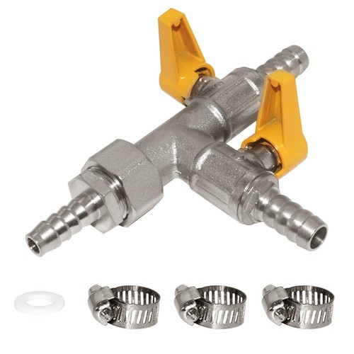 3Way Copper Shut Off Gas Ball Valve Kit 3/8 Inch Hose Barb T Shaped Union
