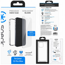 Official Speck (iPhone 12 Pro Max 6.7") Clear Case +Glass Screen Protector Cover