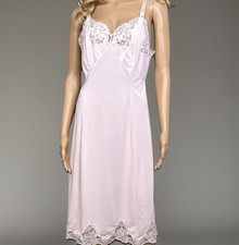 Vintage Wonder Maid Molded Magic Full Slip 36 Baby Pink Nylon Lace Trim Darts