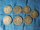 7-US Coins SILVER STANDING  LIBERTY QUARTERS Various Dates Wear