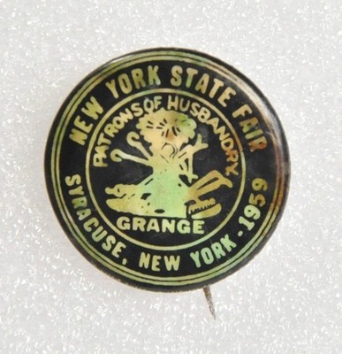 NEW YORK STATE FAIR GRANGE PATRONS OF HUSBANDRY 1959 PIN PIN-BACK BUTTON