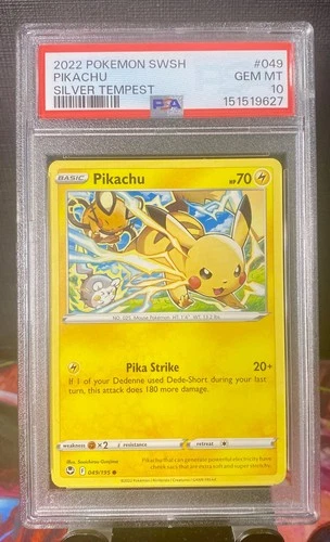 2022 POKEMON SWORD & SHIELD SILVER TEMPEST #049 PIKACHU PSA 10