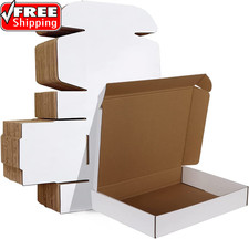 12X9X2 Inches Shipping Boxes Set of 25, White Corrugated Cardboard Box Literatur