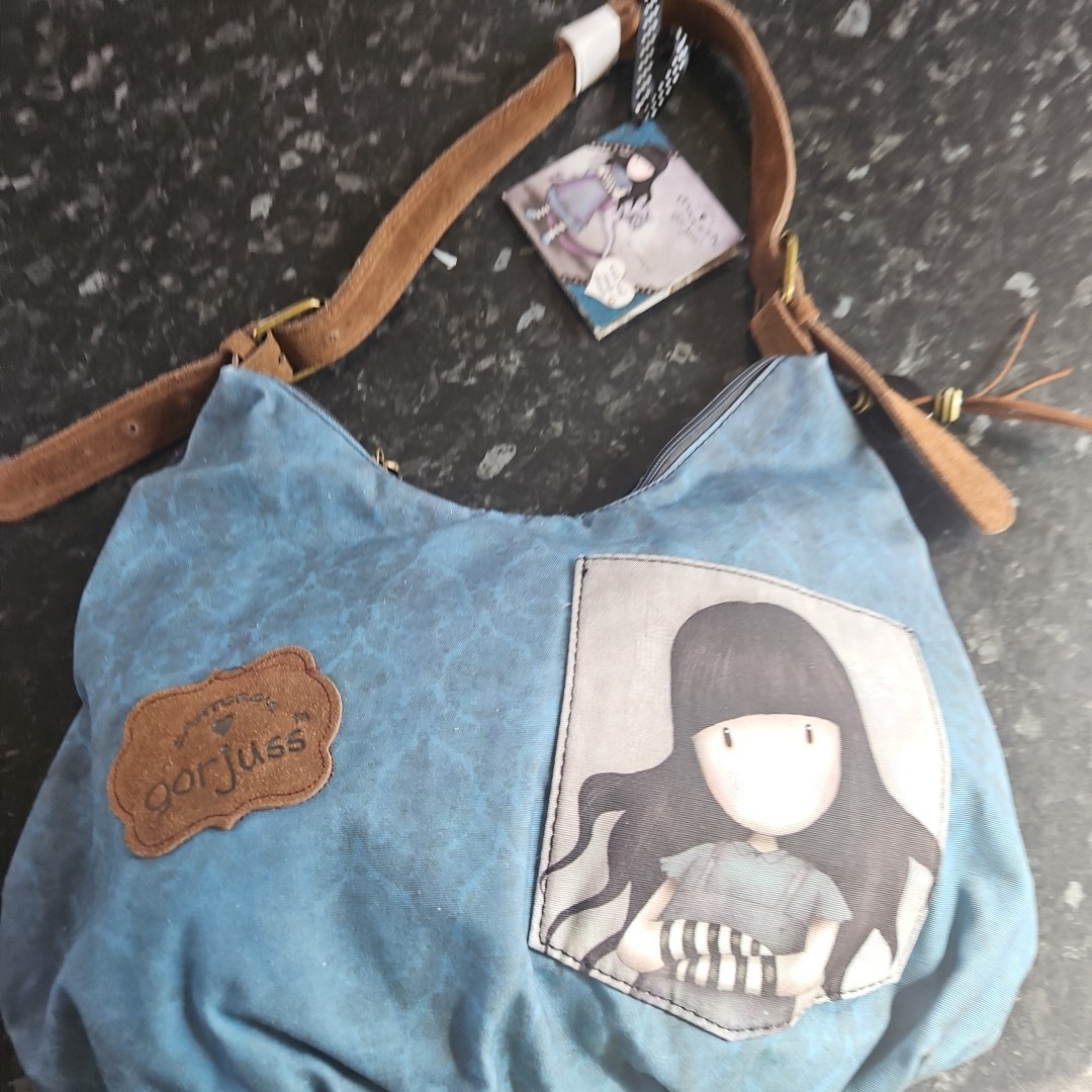 Bolso de mano Santoros Gorjuss con gamuza real holgado nuevo con etiquetas