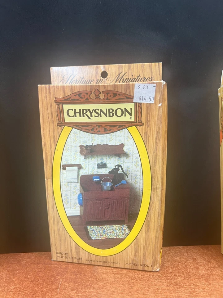 Kits miniatura vintage de crisnbón para casa de muñecas sillas estufa de hierro fundido fregadero de caja de hielo Foto 4 de 4