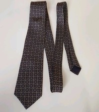 Vtg Bert Pulitzer Silk Tie Burgundy Navy Geometric Medallion Pattern Made In USA