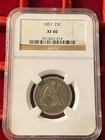 NGC XF40 1857 SEATED LIBERTY QUARTER
