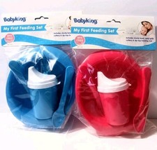 Set Of 2 Baybyking My First Feeding Set. "Blue And Pink" 8 Piece