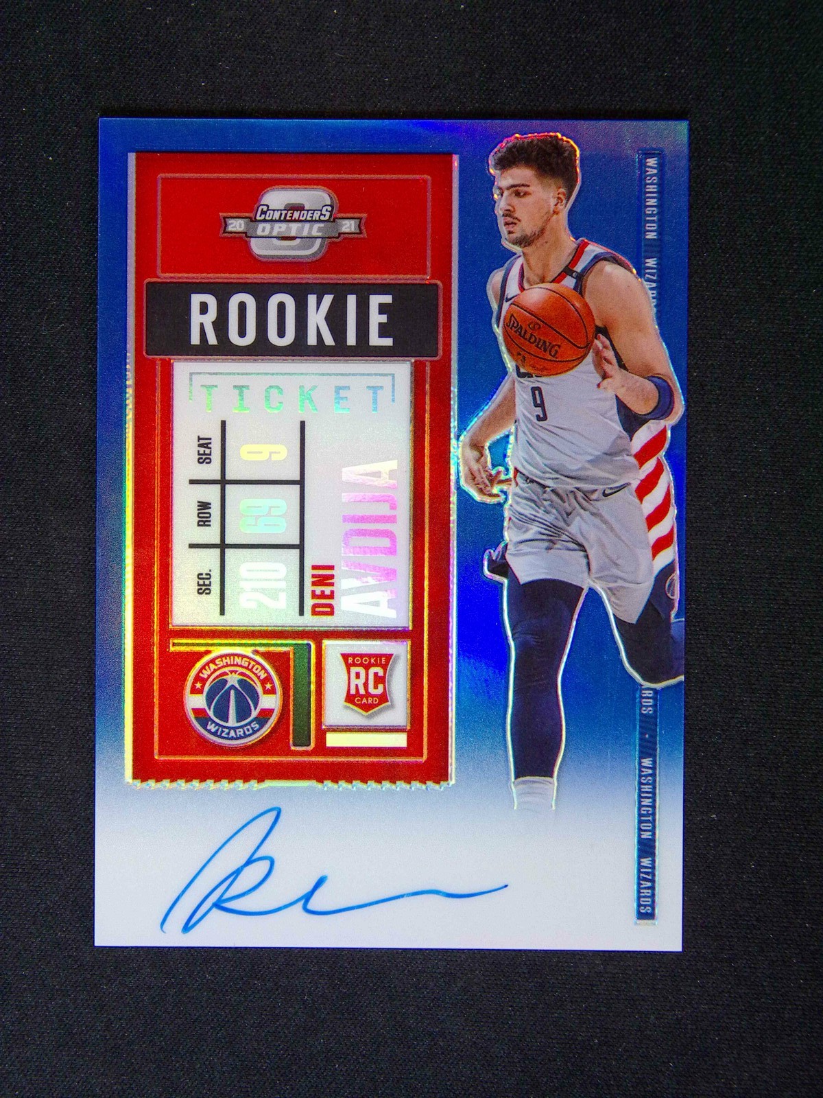 2020-21 Panini Contenders Optic Deni Avdija #110 RC Rookie Ticket Auto Blue /99
