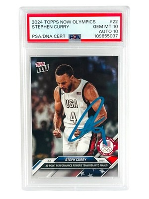 2024 Topps Now Olympics Signed Stephen Curry Autographed PSA 10