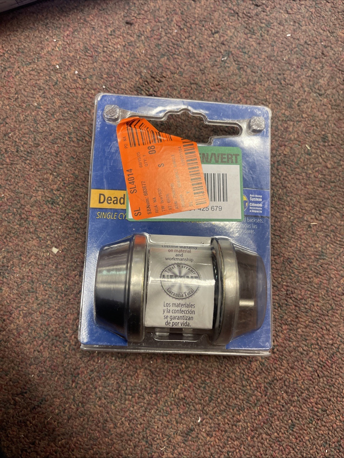 Schlage Dexter JD60630 Single-Cylinder Deadbolt - Satin Stainless Steel