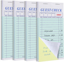 4 Pack Server Note Pads, Double Part Guest Check Books for Servers, Waitress Not