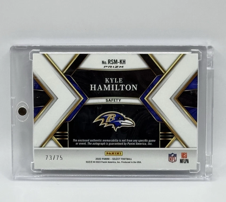 KYLE HAMILTON 2022 SELECT RPA ROOKIE PATCH BLUE PRIZM RC AUTO /75 - Image 2 of 2