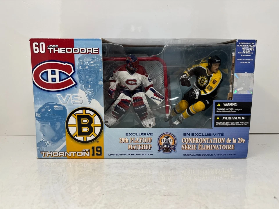 Paquete de 2 figuras Mcfarlane NHL Jose Theodore Montreal vs Joe Thornton Boston Foto 2 de 4