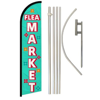 Flea Market (Flowers) Full Curve Windless Swooper Flag Pole Kit Thrift Store
