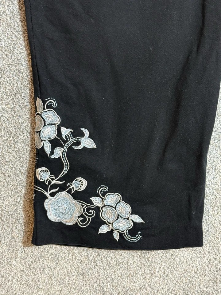 Винтажные женские брюки-капри 90-х Y2K Geoffrey Beene размер 16 с вышивкой цветочный узор богемное - Изображение 2 из 4