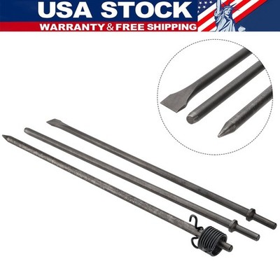 Air Hammer Bits 18''(450mm) Long 3-Piece Set, 3/4'' Air Chisel, 3/8'' Point T...