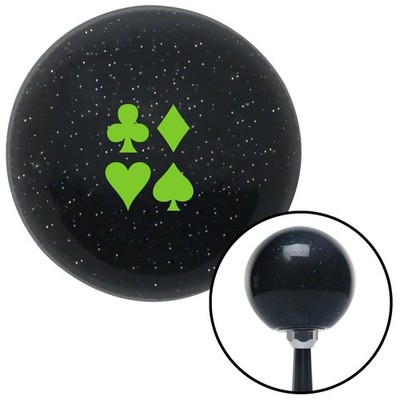 Green Clubs Diamond Heart Spades Black Metal Flake Shift Knob w/ M16x1.5 Insert