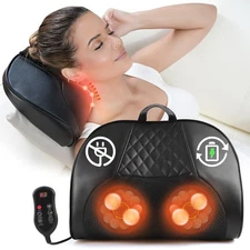 Cordless Neck and Back Massager with Heat, Rechargeable Deep Tissue Shiatsu M...