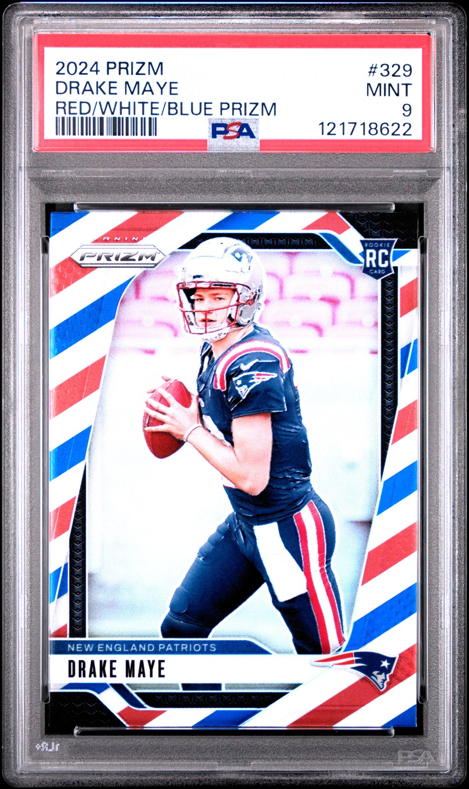 2024 PANINI PRIZM RED/WHITE/BLUE PRIZM #329 DRAKE MAYE PSA 9