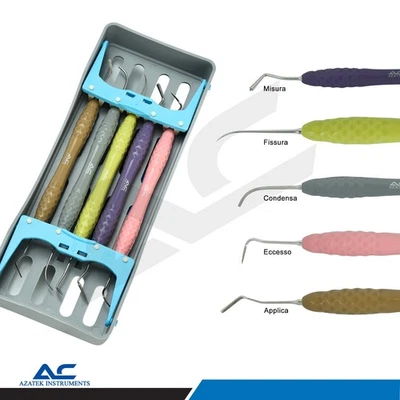 Azatek Dental Composite Filling Restorative Instruments 5pcs with D-cut Handle