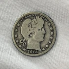 1913-D Barber Quarter 25C VF Very Fine 90% US Silver Coin Denver Mint
