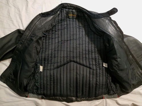 Vintage Yamaha Leather Jacket Black Padded Racer Motorcycle Biker Size 42/Mens M - Picture 17 of 19