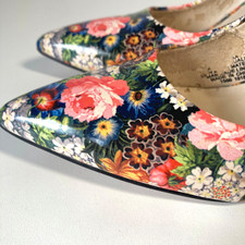 Nine West Floral Print Pumps Pointy Toe Fairycore Fairygoth Heels Womens 6.5