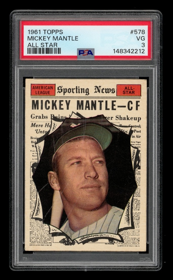 1961 Topps Set-Break #578 Mickey Mantle All Star PSA 3 VG