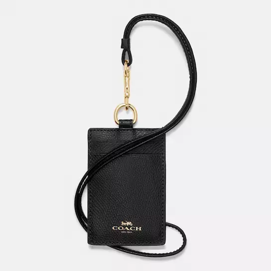 COACH 57311 BLACK CROSS GRAIN LEATHER Lanyard ID BADGE Holder NWT