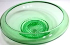 Vintage Green Depression Glass Bowl Uranium 7" D Cupped / Rolled Rim 2 1/2" T