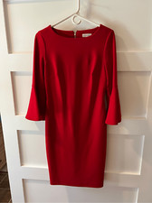 Calvin Klein sheath dress with red bell ruffle sleeves size 6