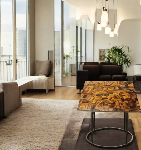 Tavolino da caffè e tè quadrato occhio di tigre 18" lusso arredamento corridoio arredamento hotel - Foto 1 di 8