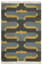 Handwoven Jute Wool Geometric Area Rug Modern Kilim 4x6 Ft Rug