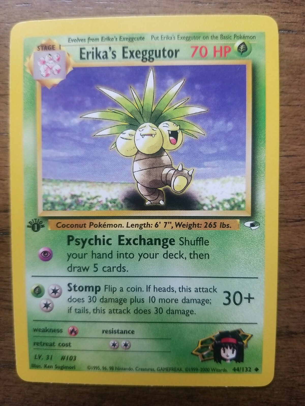 Erika's Exeggutor 44/132 1st Edition NM Gym Heroes Non-Holo Pokemon Card