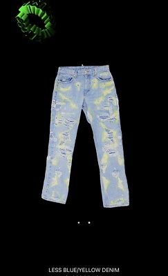 VLONE ENDLESS DENIM LESS BLUE/ YELLOW DENIM SIZE 28 BARI UZI YE YOUNG THUG