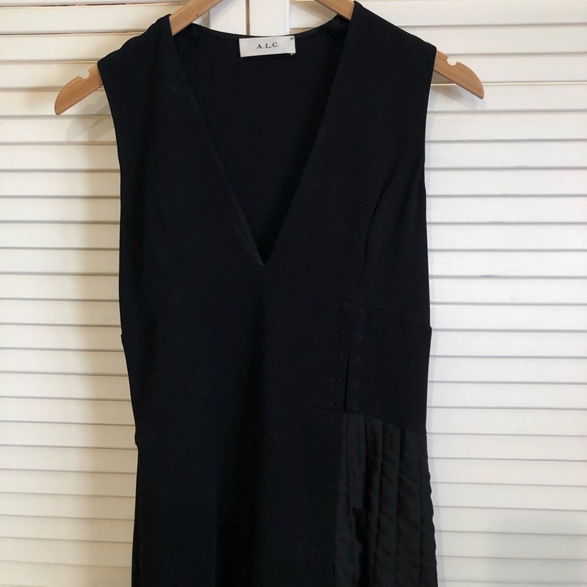 A.L.C. Black Fit and Flare Midi Dress with Pleating XS | eBay