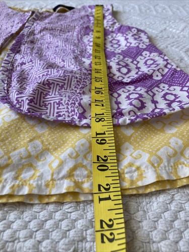 Batik Trusmi (BT) Women's S/M Sleeveless Blouse Casual Yellow Purple - Picture 12 of 12