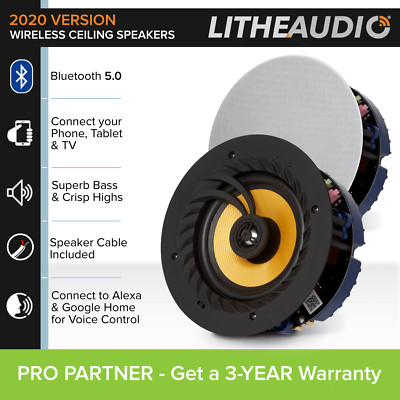 Lithe Audio Aktive Bluetooth 5.0 Deckenlautsprecher 6,5'' Kabellos IP44 Dunstabzugshauben
