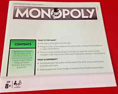 Stratford Upon Avon Edition Monopoly Edition Anleitung / Regelheft
