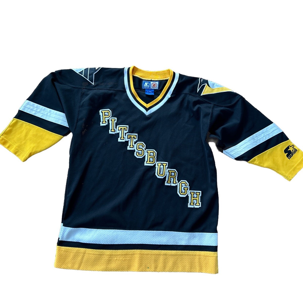 Vintage 90s Starter Pittsburgh Penguins Diagonal Spellout Hockey 