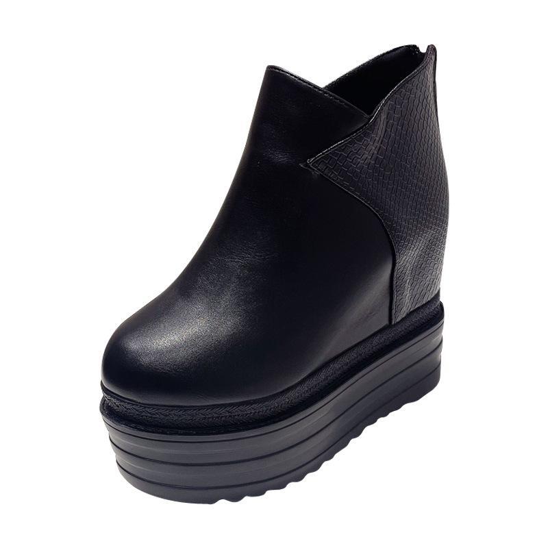 Women Punk Wedge Hidden Heels Ankle Boots Zipper Platform Pumps