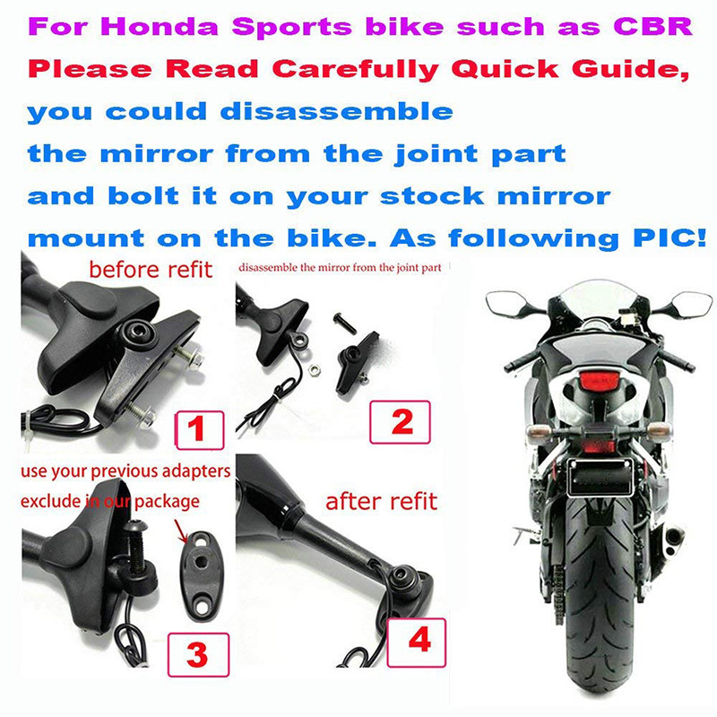 MOTORCYCLE LED TURN SIGNALS INTEGRATED MIRRORS FOR KAWASAKI ZX6R