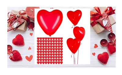 Valentinstag Karmesinrot 100 + 10 Gratis Luftballons Herz Party Hochzeit