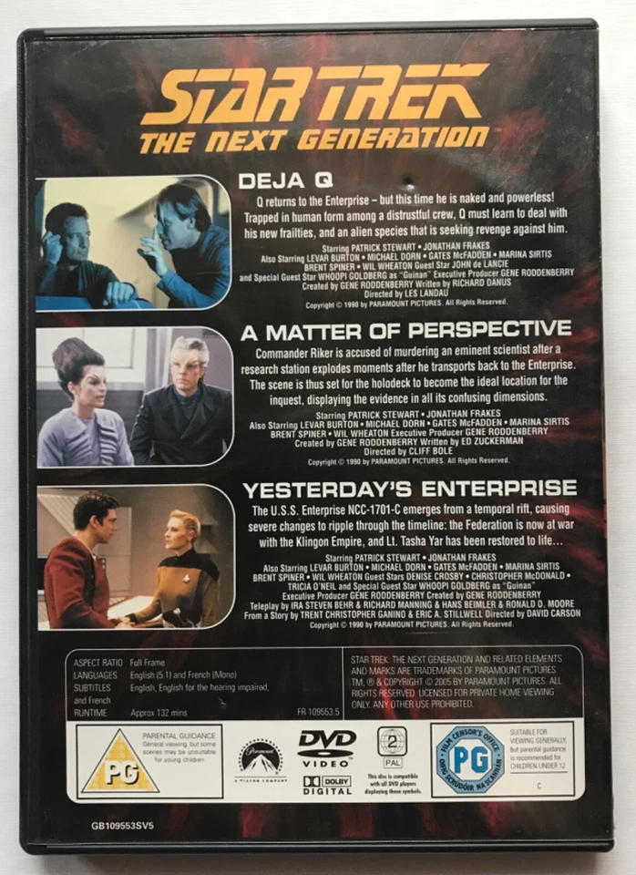 Star Trek The Next Generation S3 E13-15 DVD - Image 2 of 2