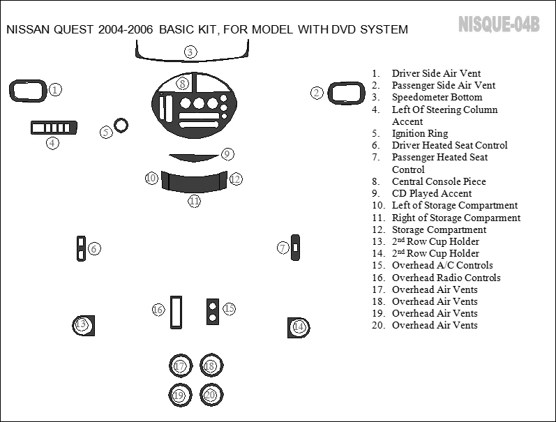 FOR NISSAN QUEST 2004 2005 2006 SET CHERRY BURLWOOD ALUM DASH TRIM KIT - Image 2 of 4