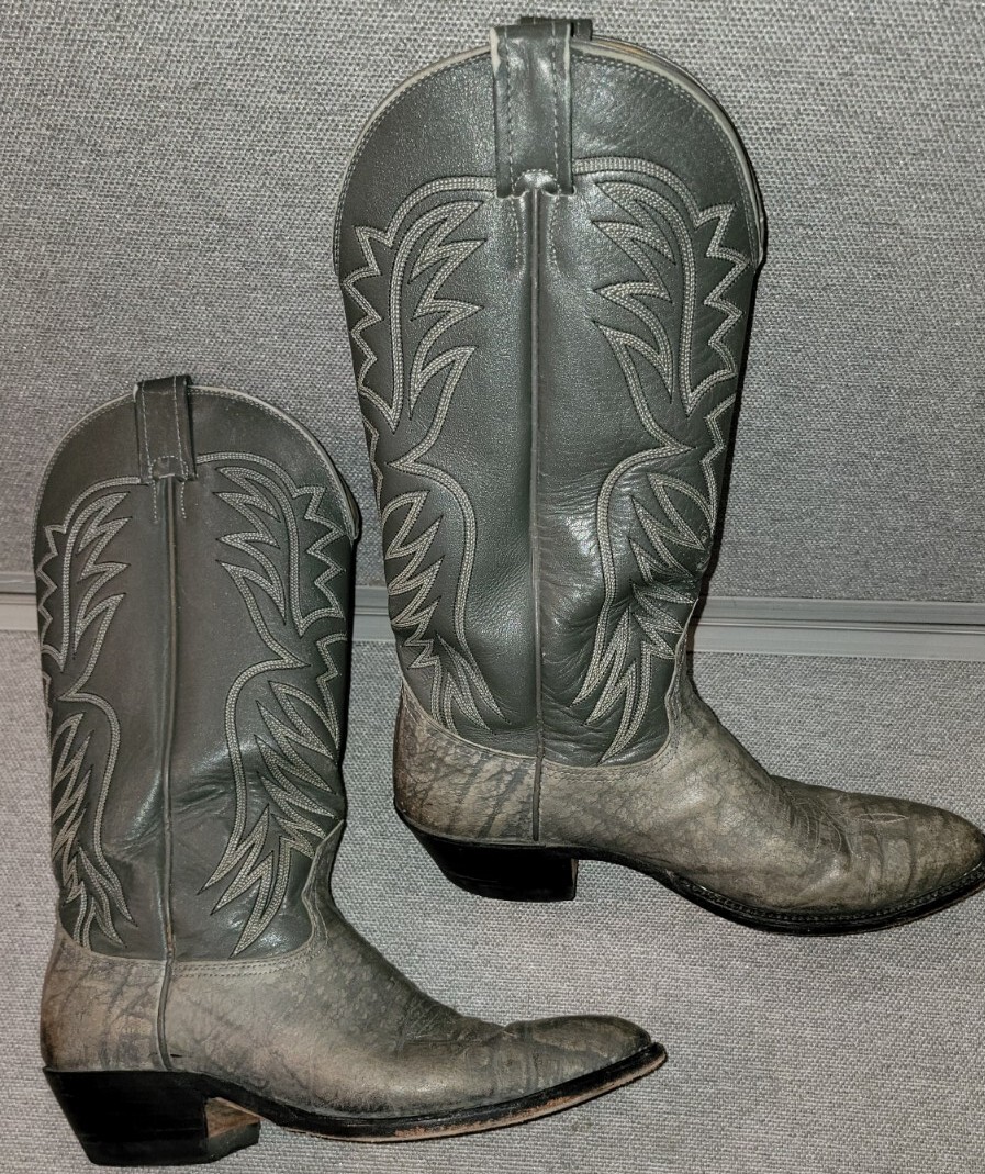 Used Gray Nocona Boots Mens Vintage Nocona Gray Bullhide / Leather Cowboy Boots 9 D  main image 3