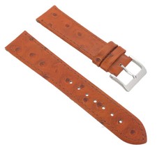Genuine Leather Quality Tan Brown Ostrich Grain Watch Strap 18mm 20mm 22mm